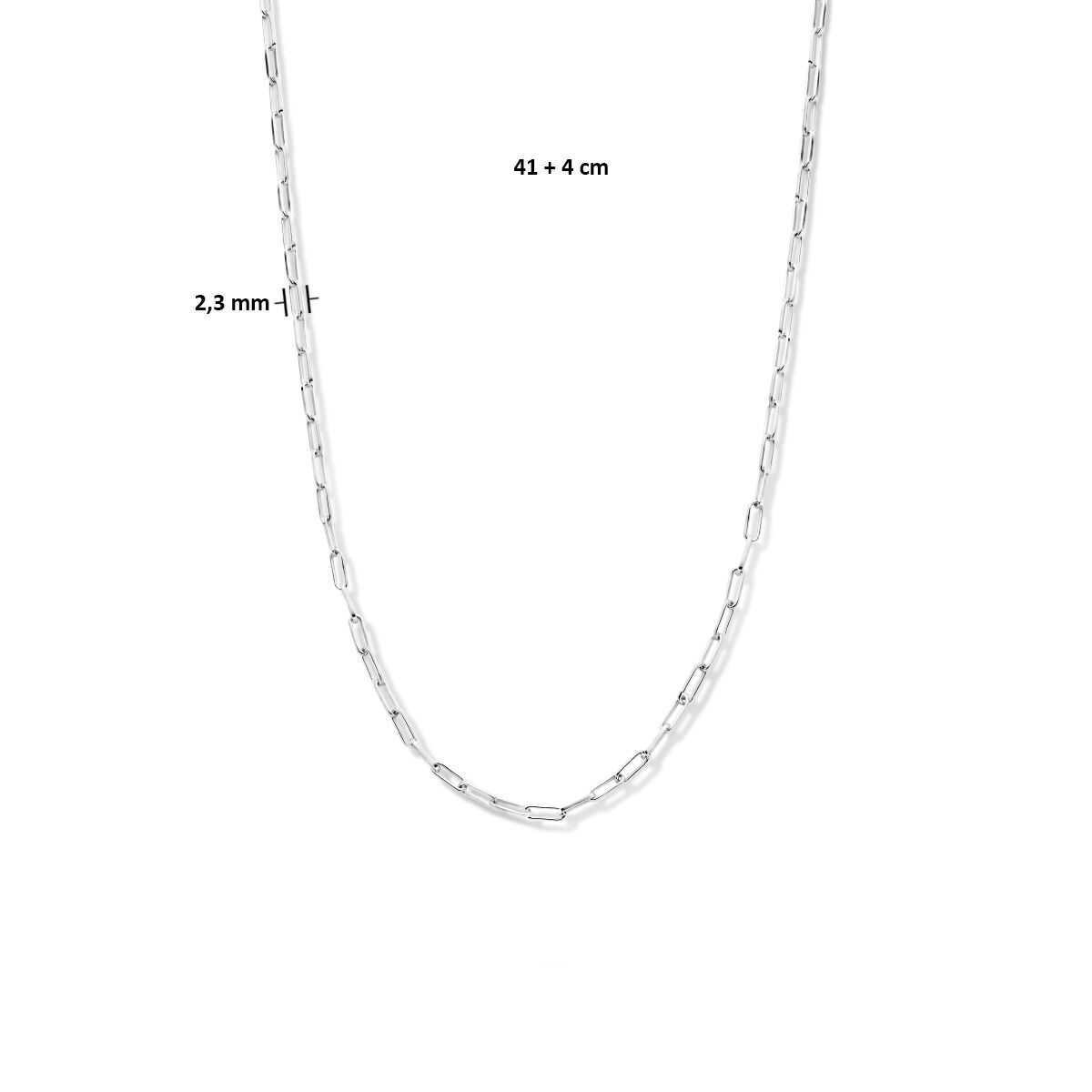 Collar de plata de mujer paperclip tubo cuadrado rodiado