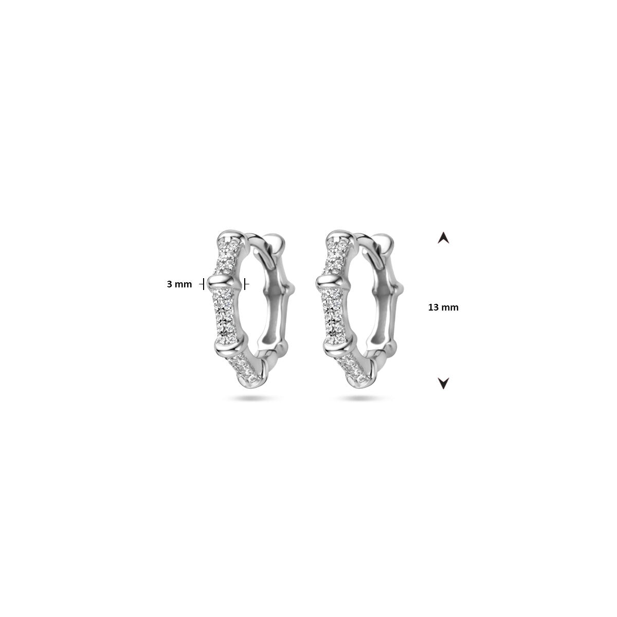 aros de circonita 13 mm plata rodiada