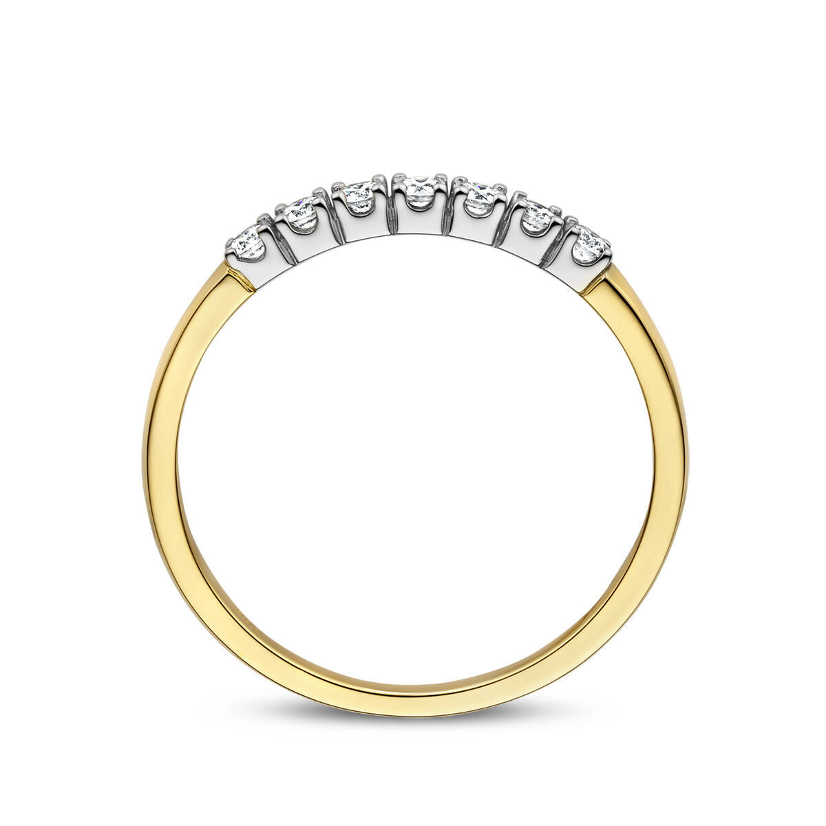 anillo de memoria diamante 0.21ct h si 14K oro bicolor amarillo/blanco