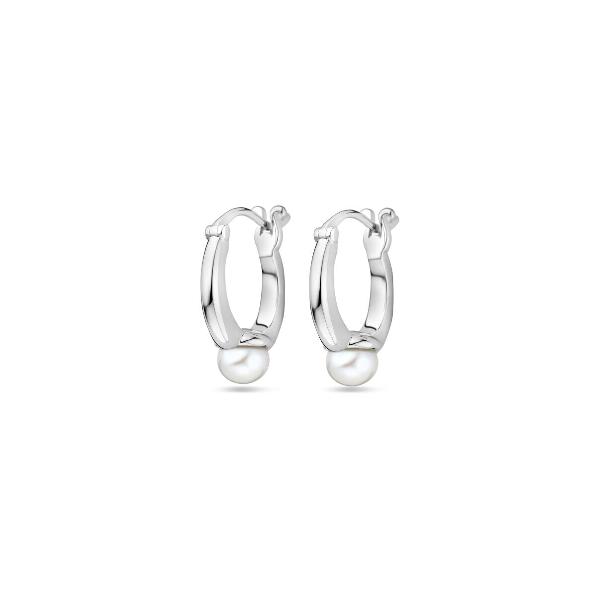 Aros de plata rodiada con perla de 20 mm.