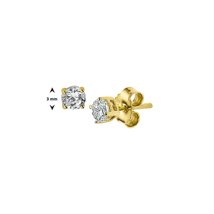 pendientes de botón de zirconia en oro amarillo de 14K