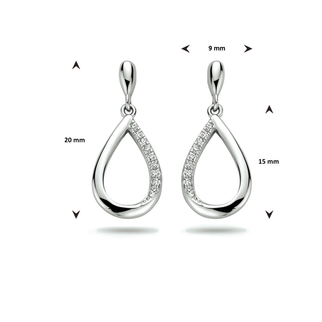 oorhangers druppel zirkonia zilver gerhodineerd
