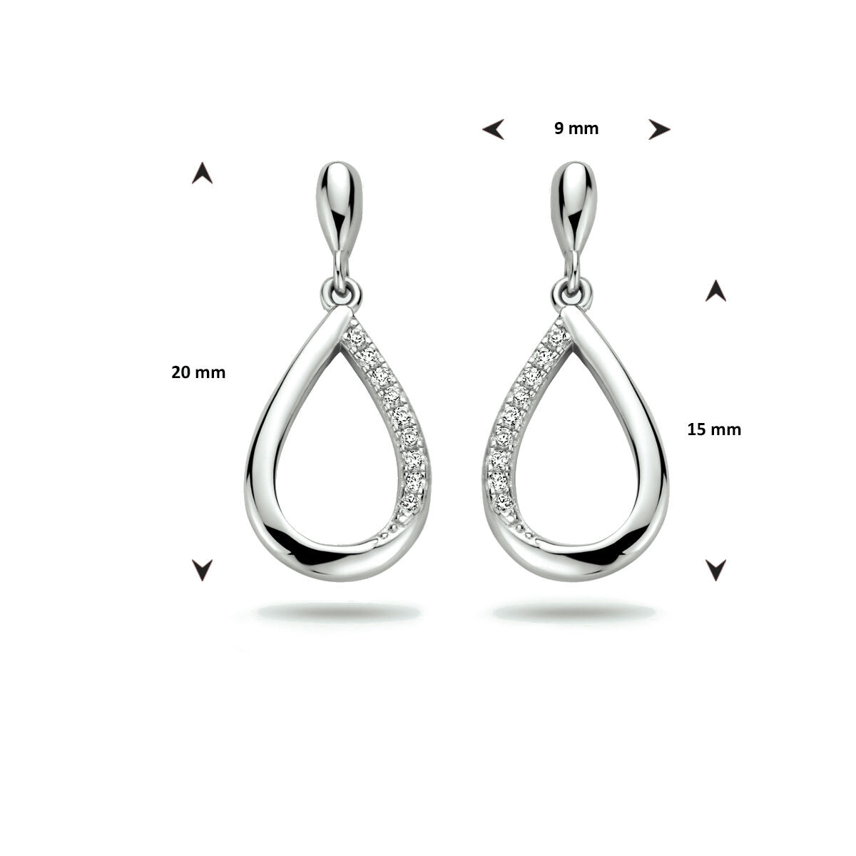 pendientes gota de zirconia plata rodiada