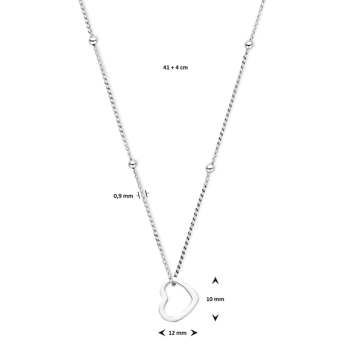 collar corazón 41 + 4 cm plata rodiado