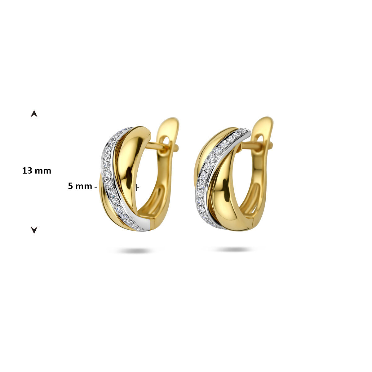 Aros bicolor de 14k con diamante