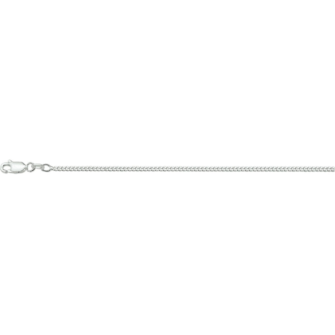 Collar gourmette de plata blanca de 2,1 mm con cuatro lados pulidos.