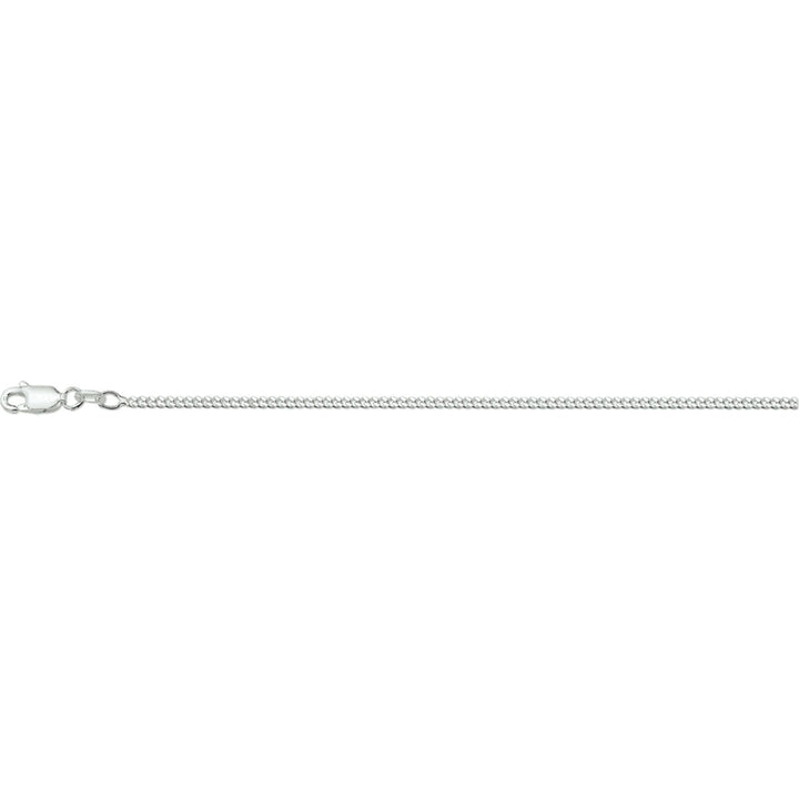 Collar gourmette de plata blanca de 2,1 mm con cuatro lados pulidos.