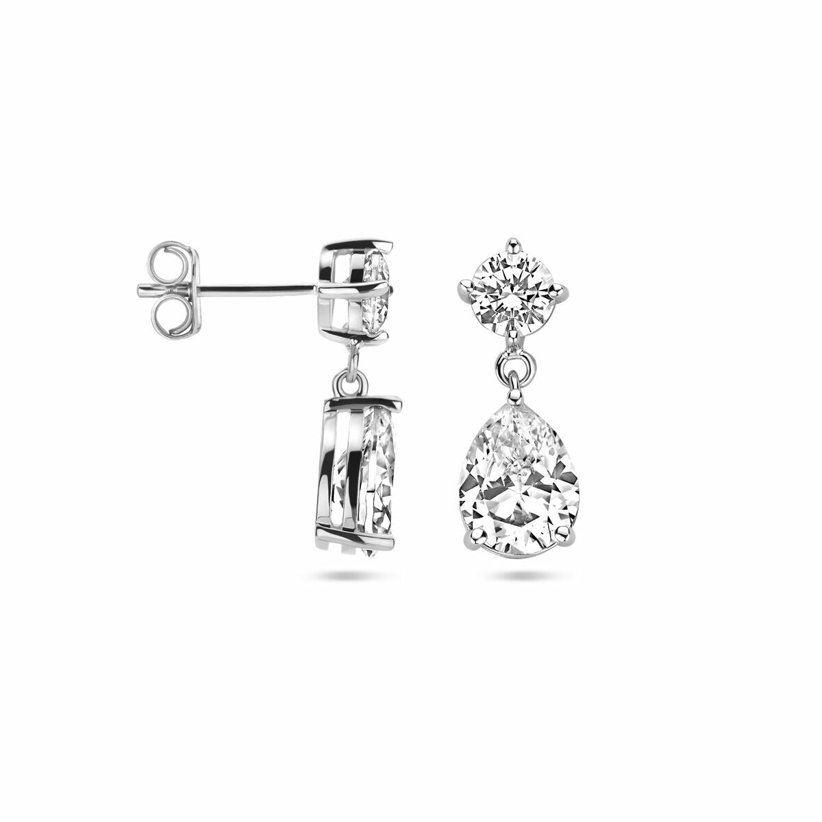 pendientes de zircón 20 mm plata rodiada