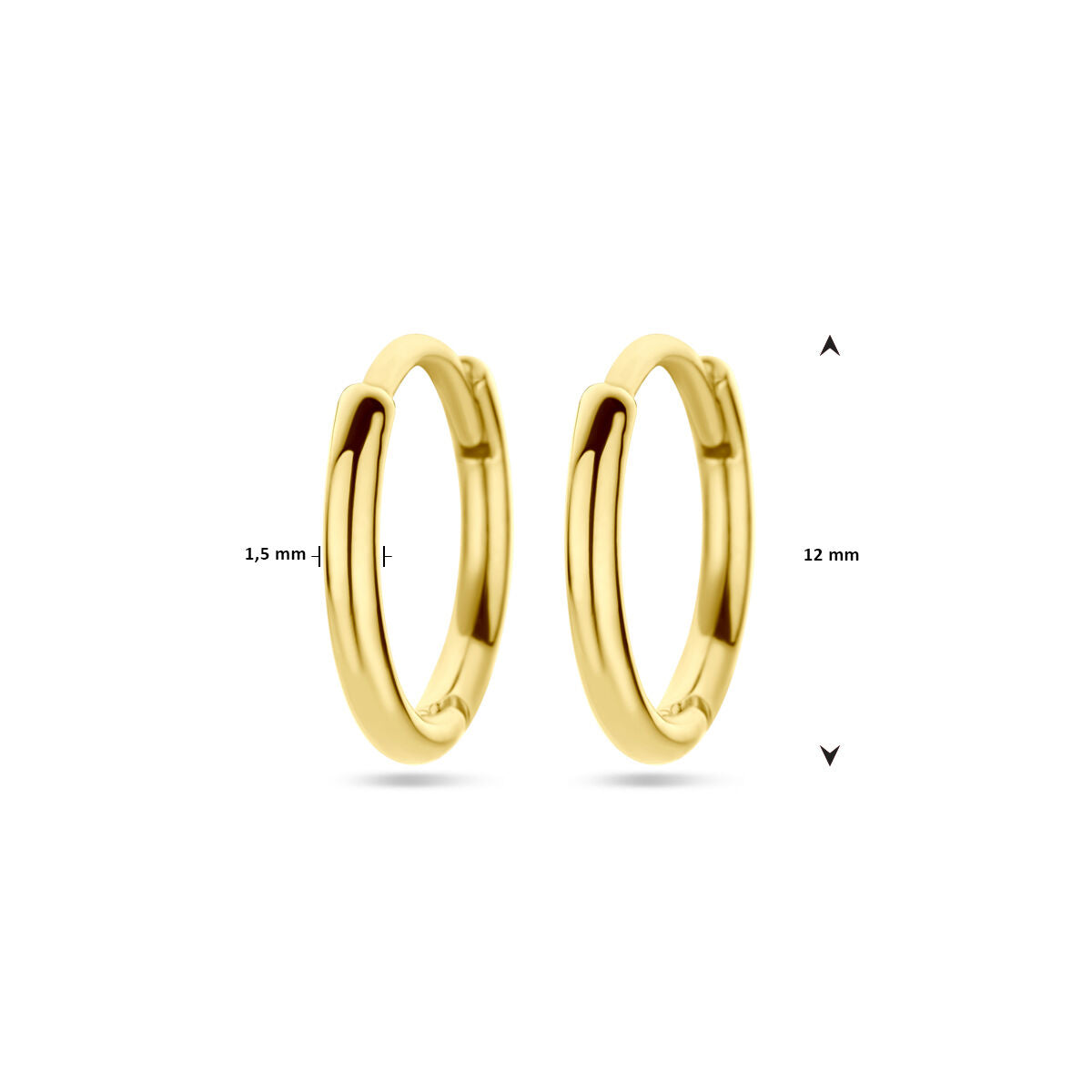 aros 1,5 mm tubo redondo oro amarillo 14K
