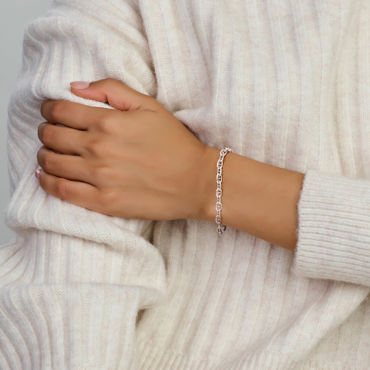 pulsera marine 5,8 mm 19 cm con gran cierre de muelle plata rodiada