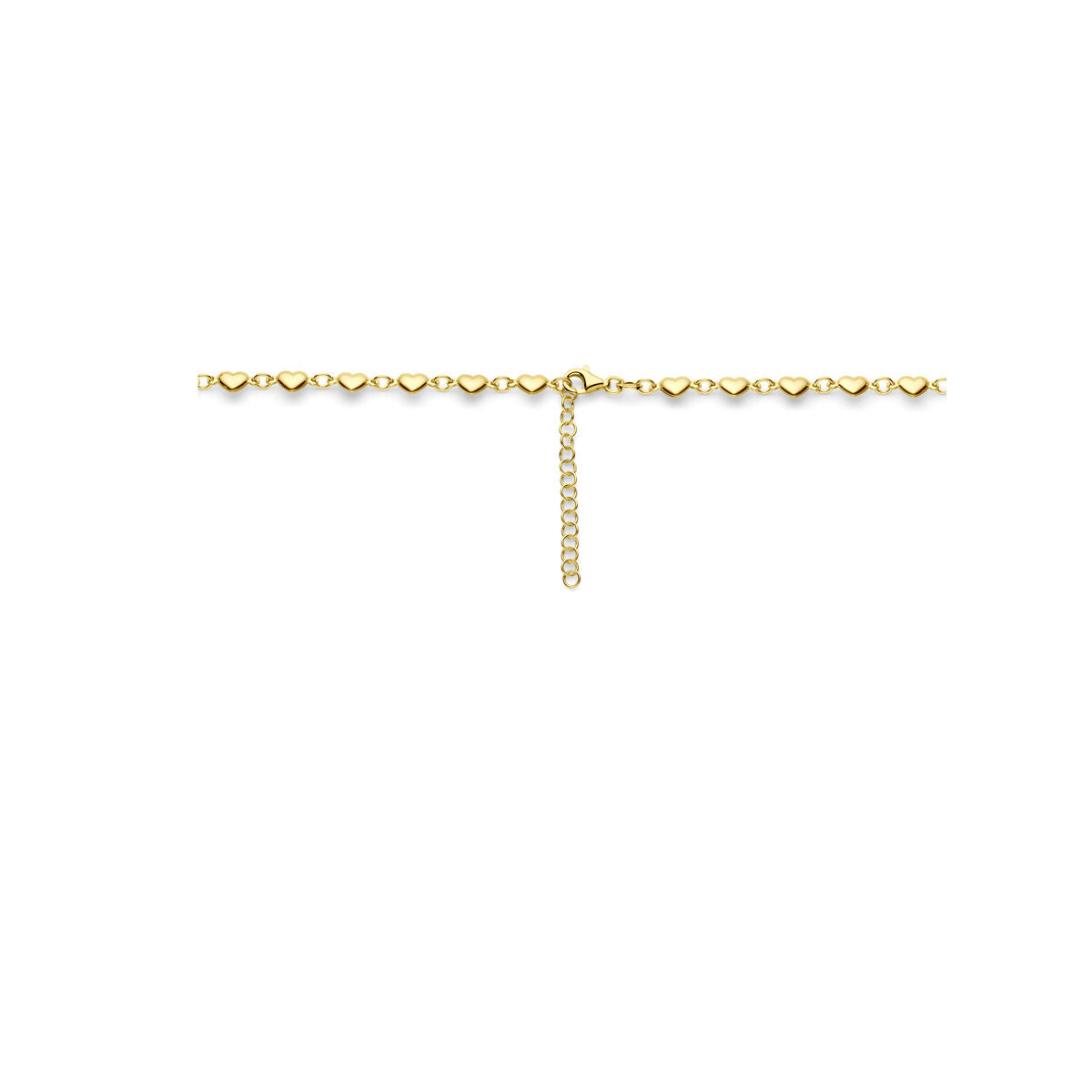 collar de corazones 41 + 4 cm 3 micrones plata chapado en oro amarillo