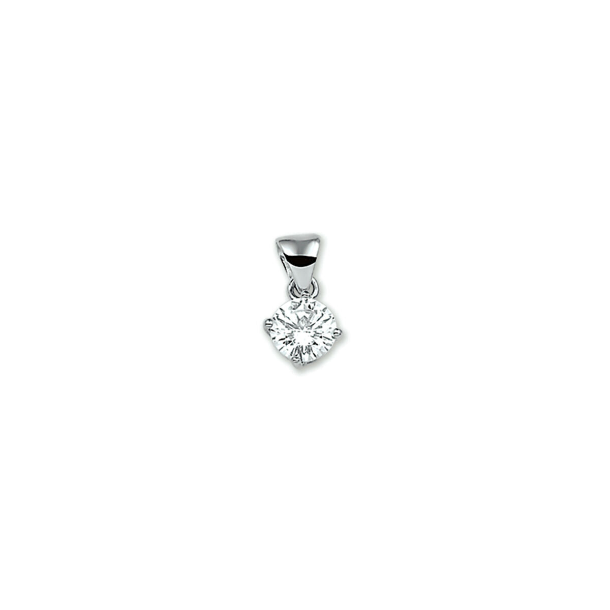 Colgante de zirconia con forma cuadrada y acabado plateado.