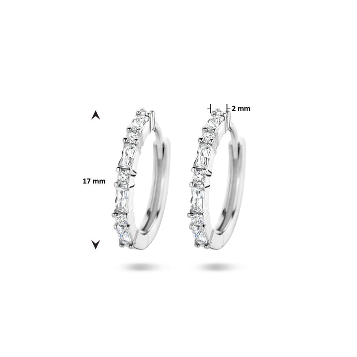 klapoorringen zirkonia zilver gerhodineerd
