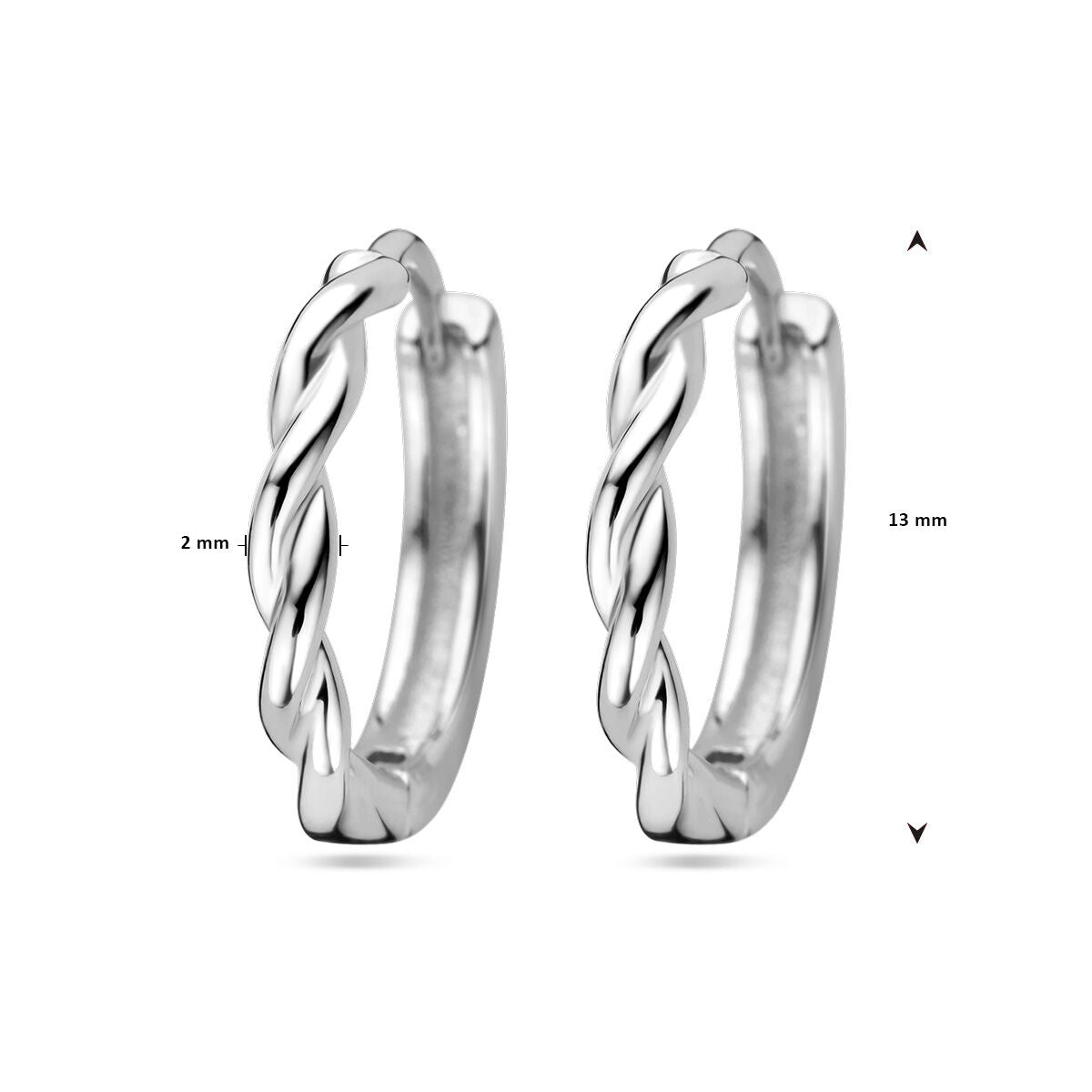 aros de tubo retorcido de plata rodiada