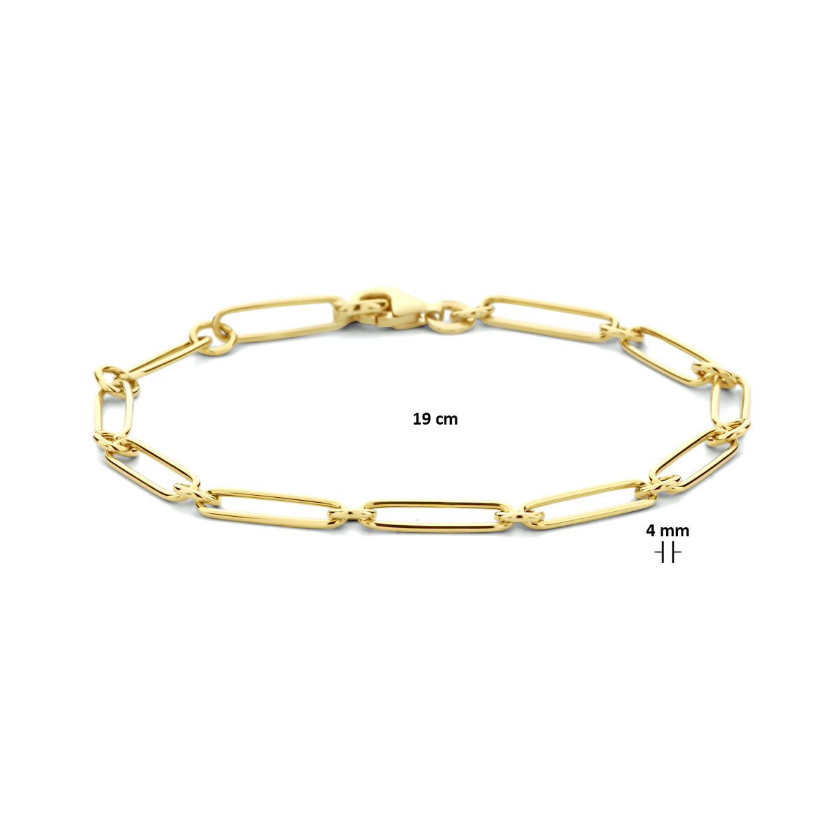 Pulsera de mujer de oro paperclip tubo plano 14K