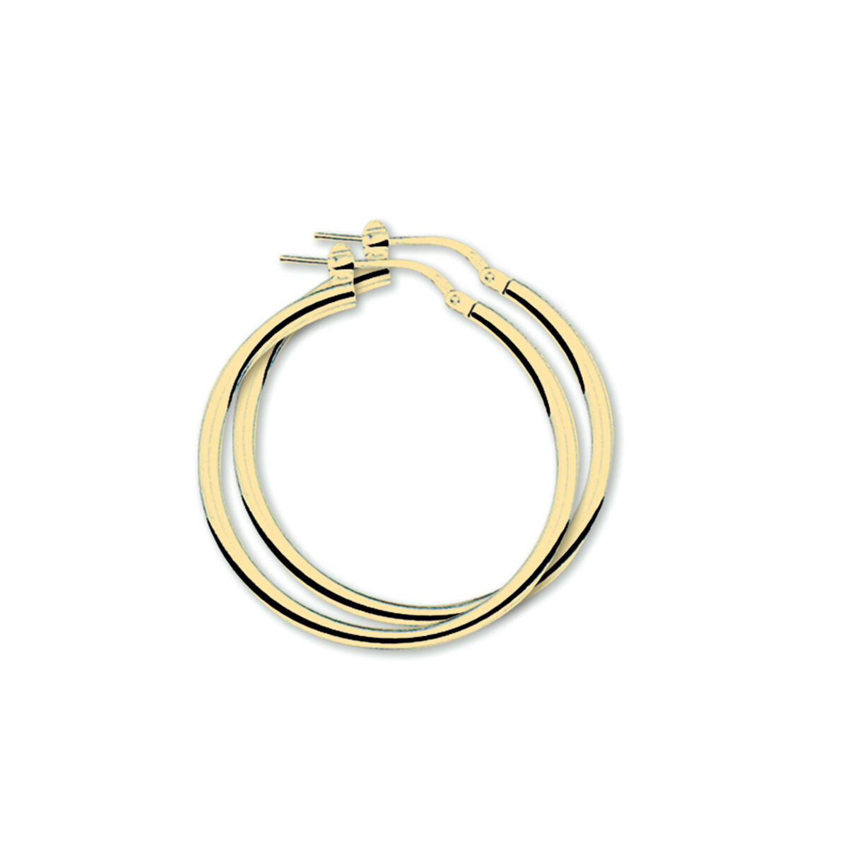Aros de tubo redondo de 2,5 mm, bañados en oro amarillo de 1 micrón.