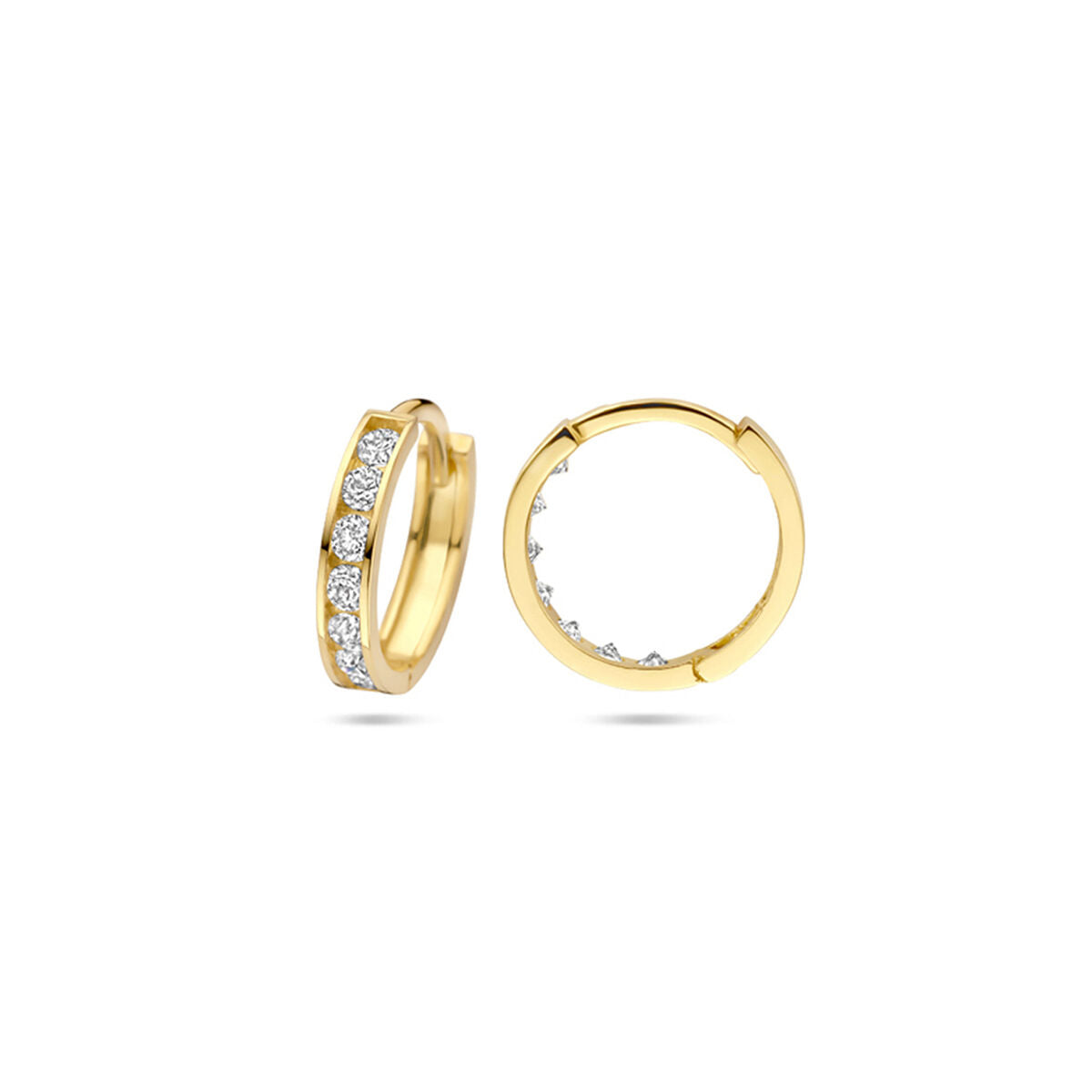Aros de oro amarillo con fila de circonitas