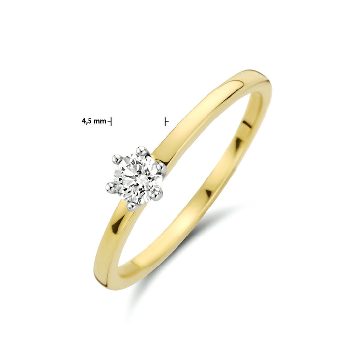 ring diamant 0.20ct h si 14K bicolor goud geel/wit