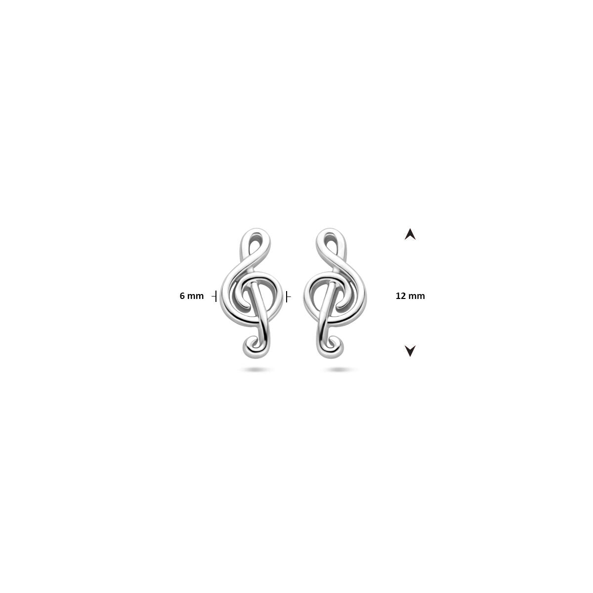 pendientes de botón nota musical 12 mm plata rodiada