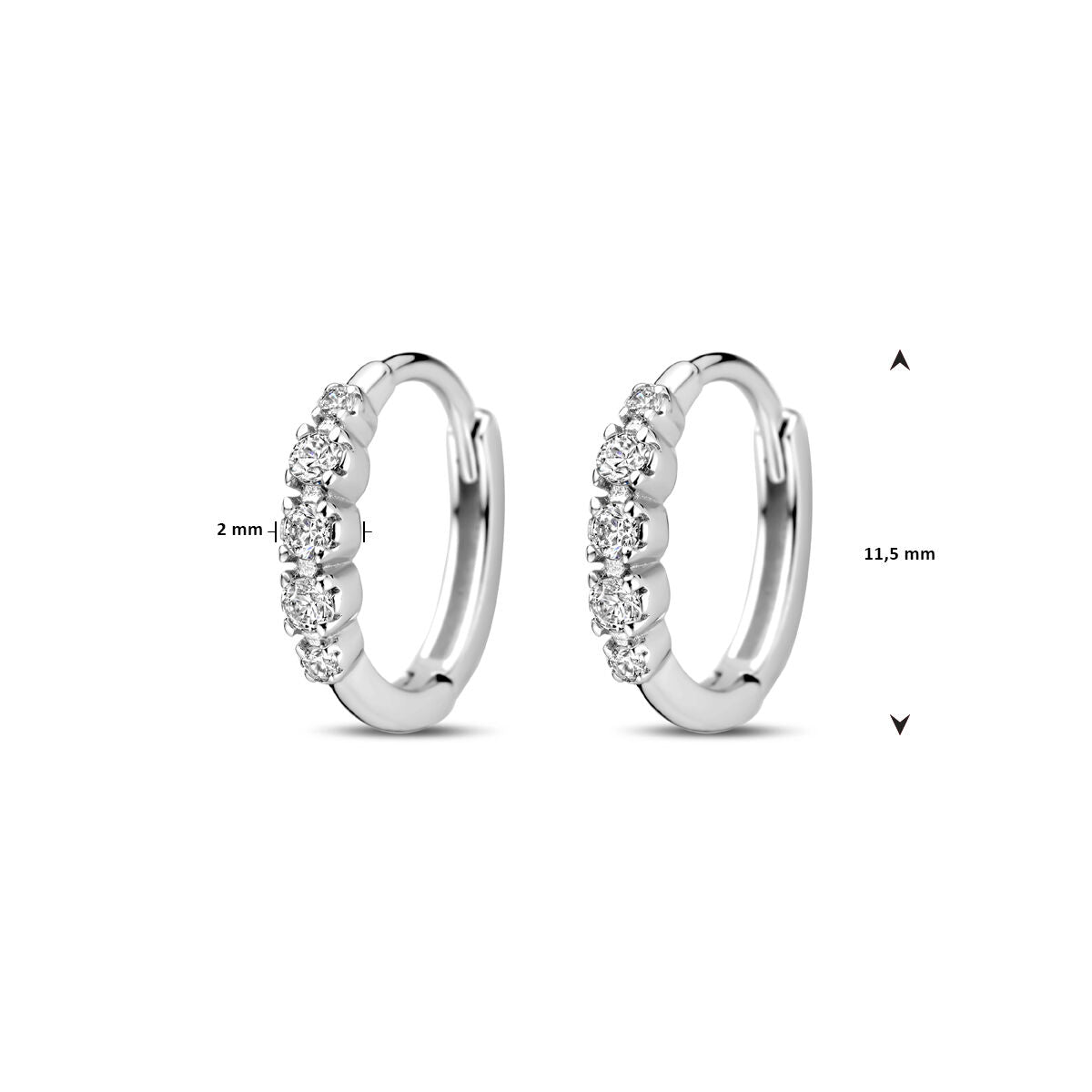 aros de circonita 11,5 mm plata rodiado