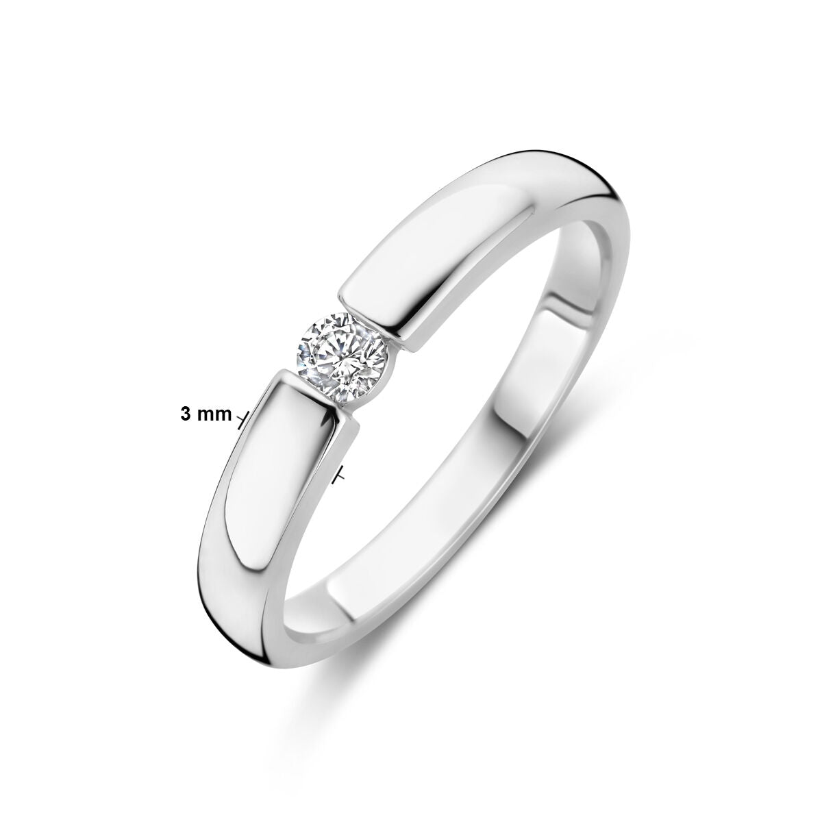 anillo de zirconia plata rodiada
