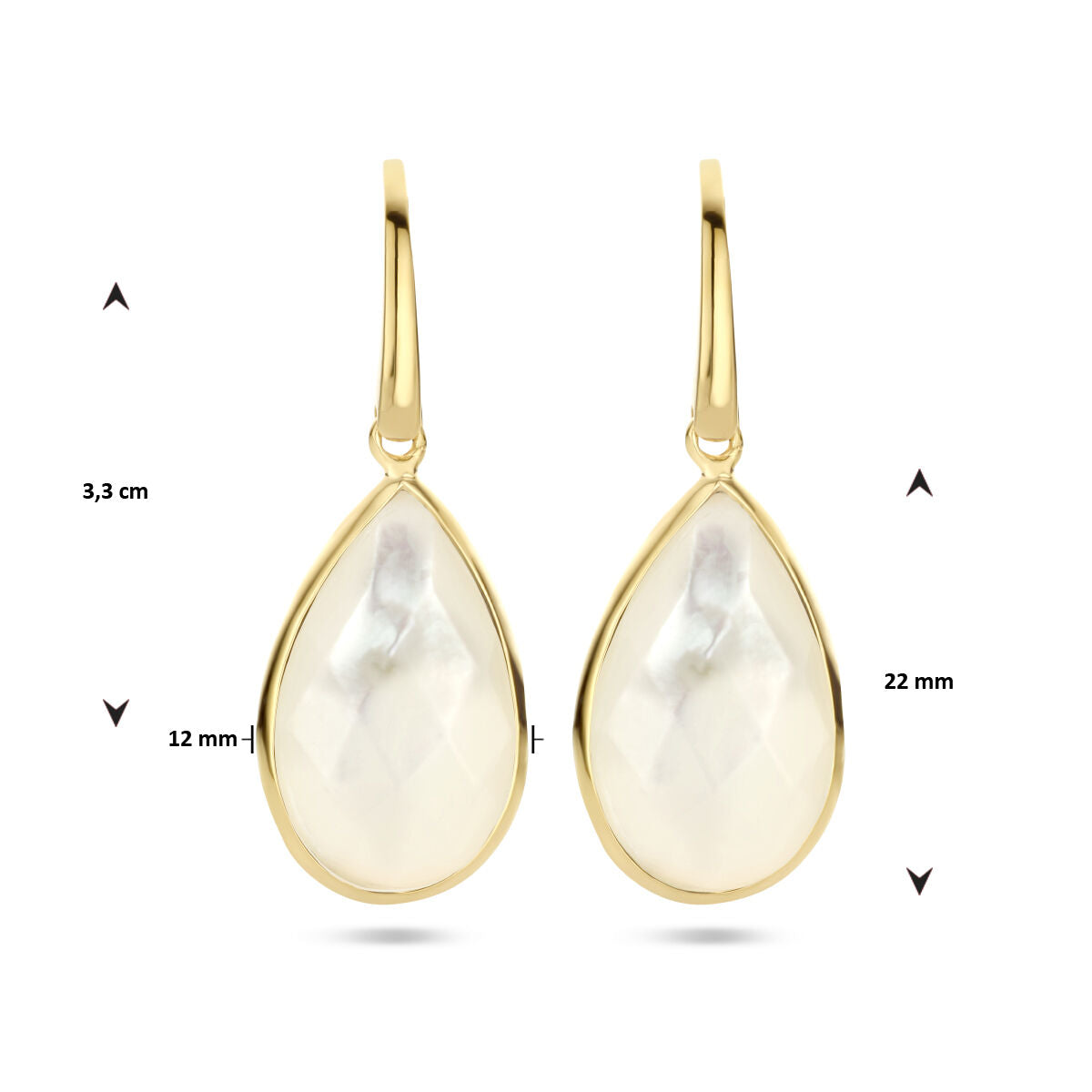 pendientes de perla con gancho francés en plata chapado en oro amarillo