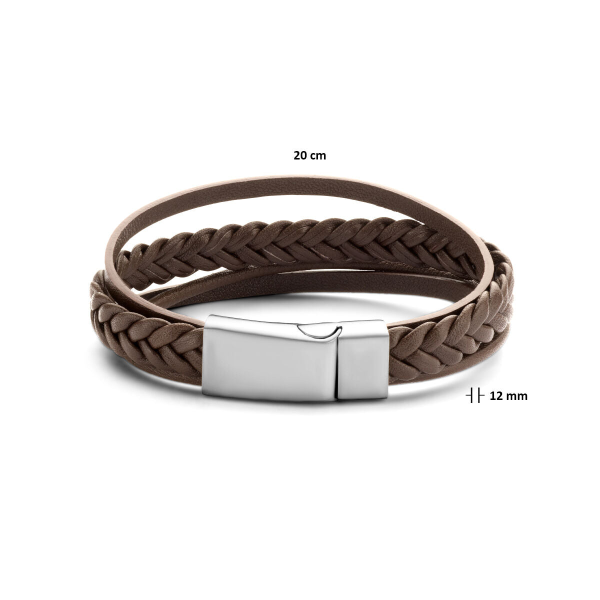 pulsera de cuero marrón 12mm acero inoxidable