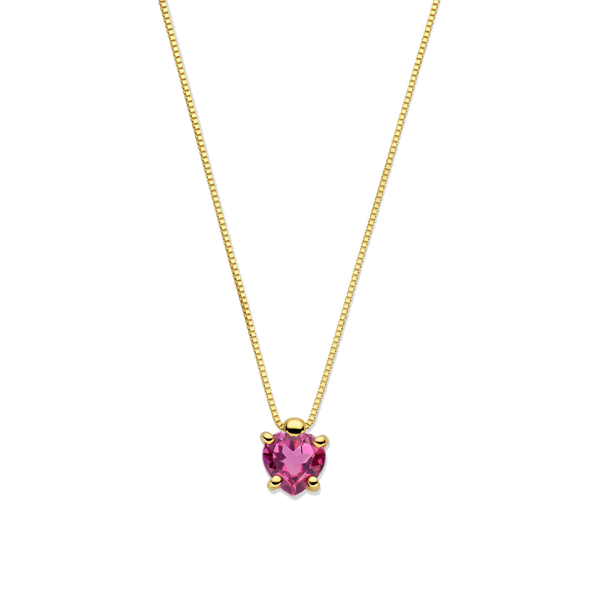 Collar de mujer oro corazón rodolita 14K