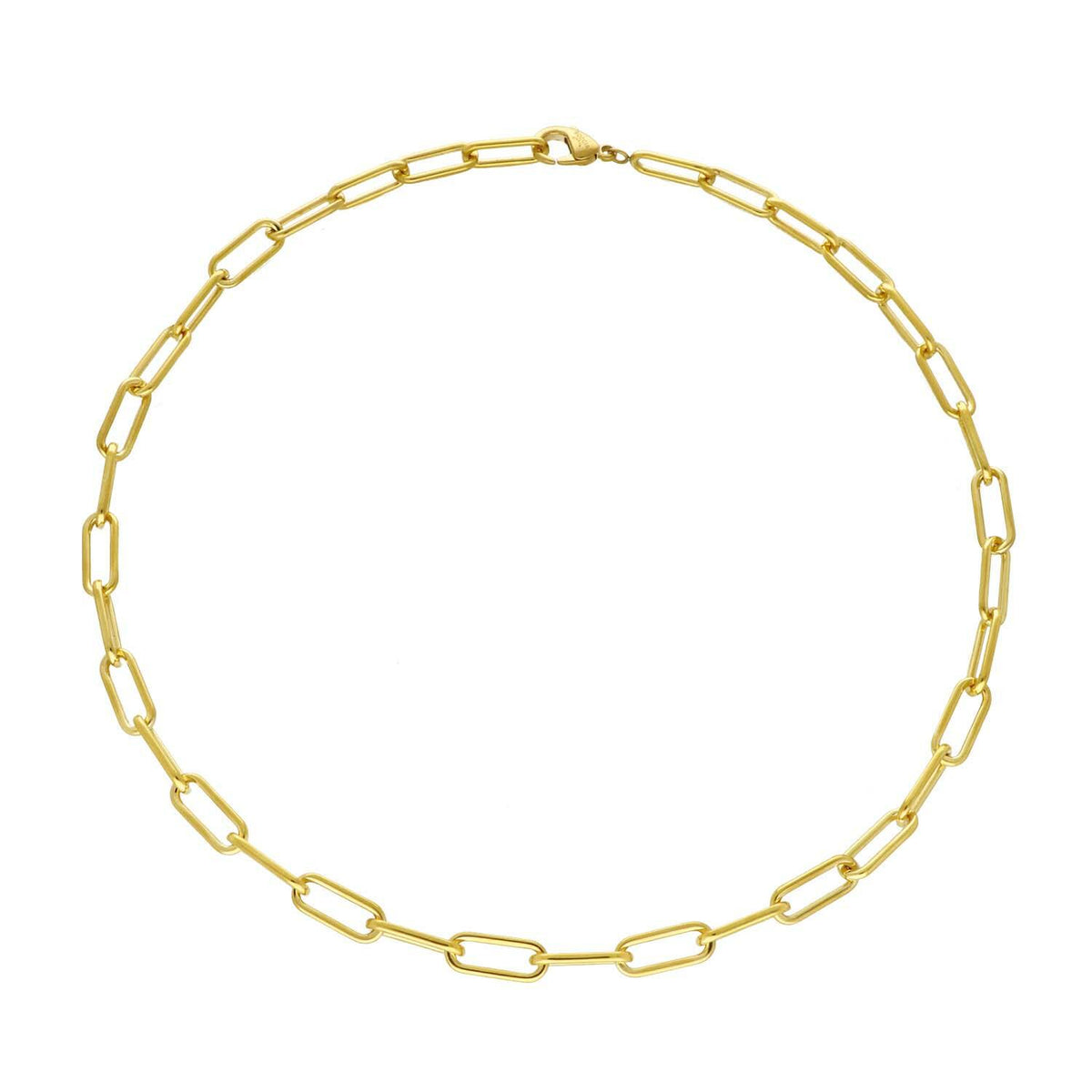 Collar de titanio dorado con eslabones alargados y cierre de langosta.