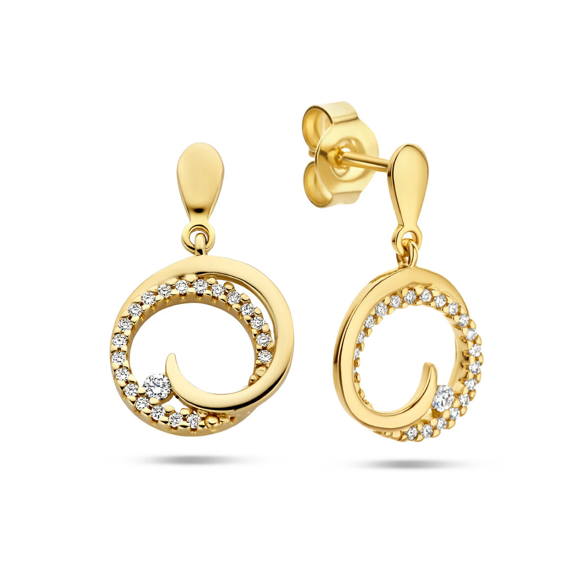 pendientes círculo diamante 0.14ct (2x0.07ct) h si 14K oro amarillo