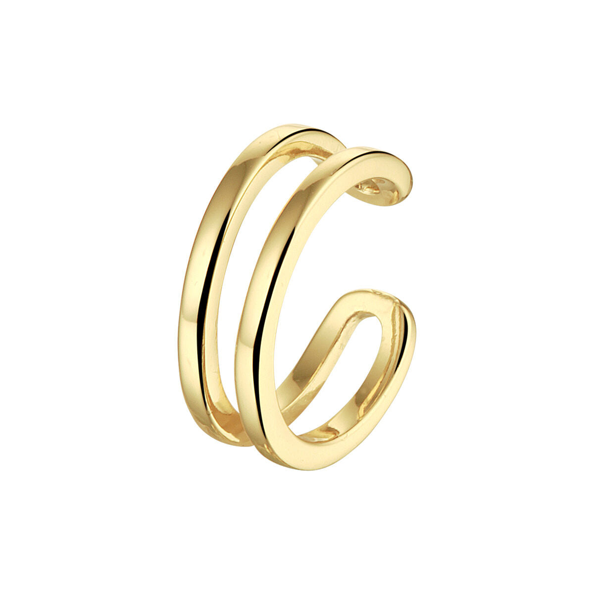Aros de oro amarillo con diseño de doble banda.