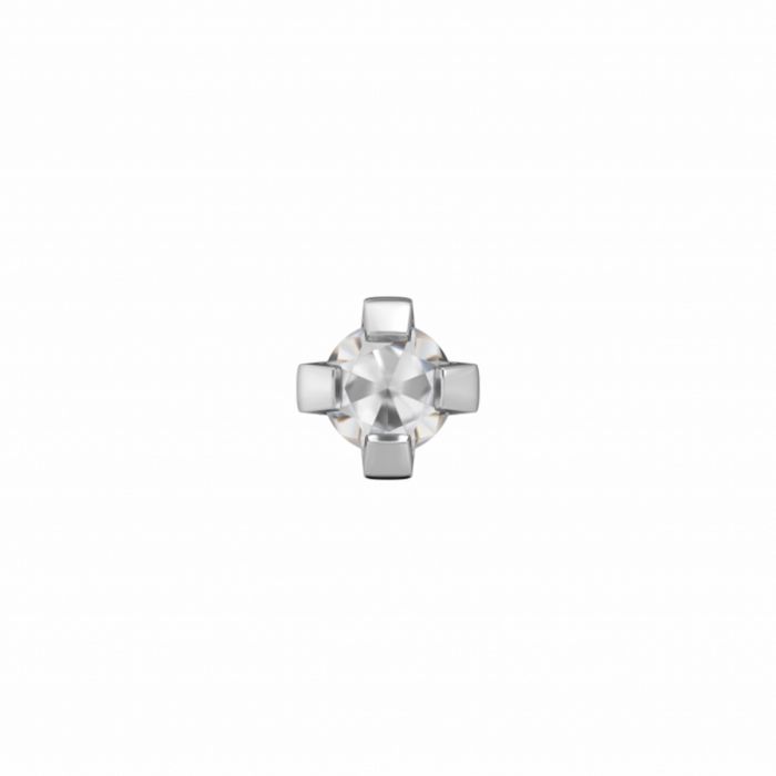 Pendientes de primera puesta de acero con piedra blanca chatón de 2.0 mm.