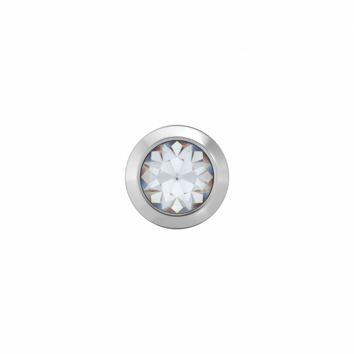 Pendientes de primera puesta de acero con piedra blanca de 3.0 mm y diseño redondo.
