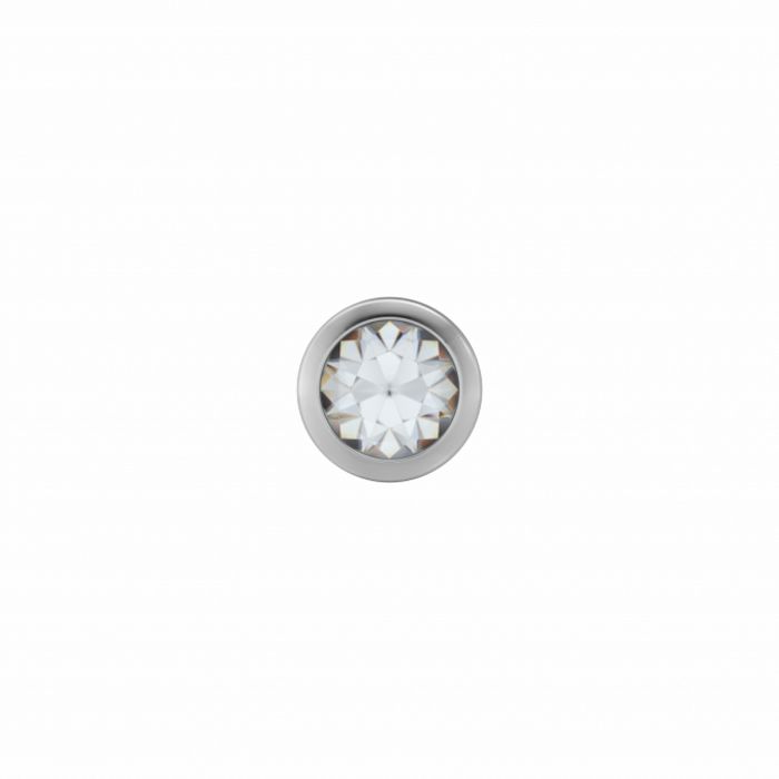 Pendiente de botón de acero con piedra blanca de 2.0 mm.