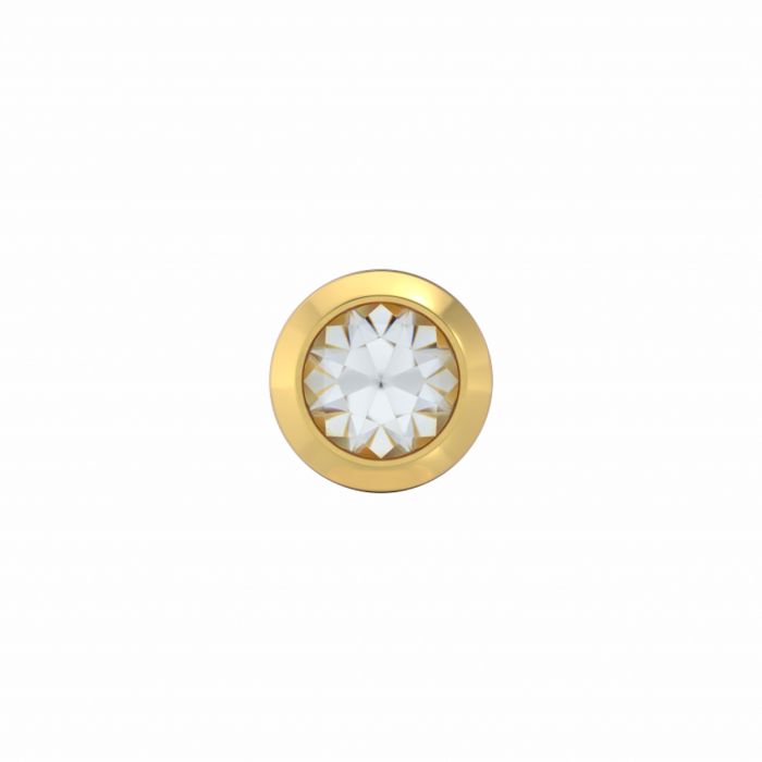 Pendientes de aro dorados con piedra blanca de 3.0 mm y acabado en acero.
