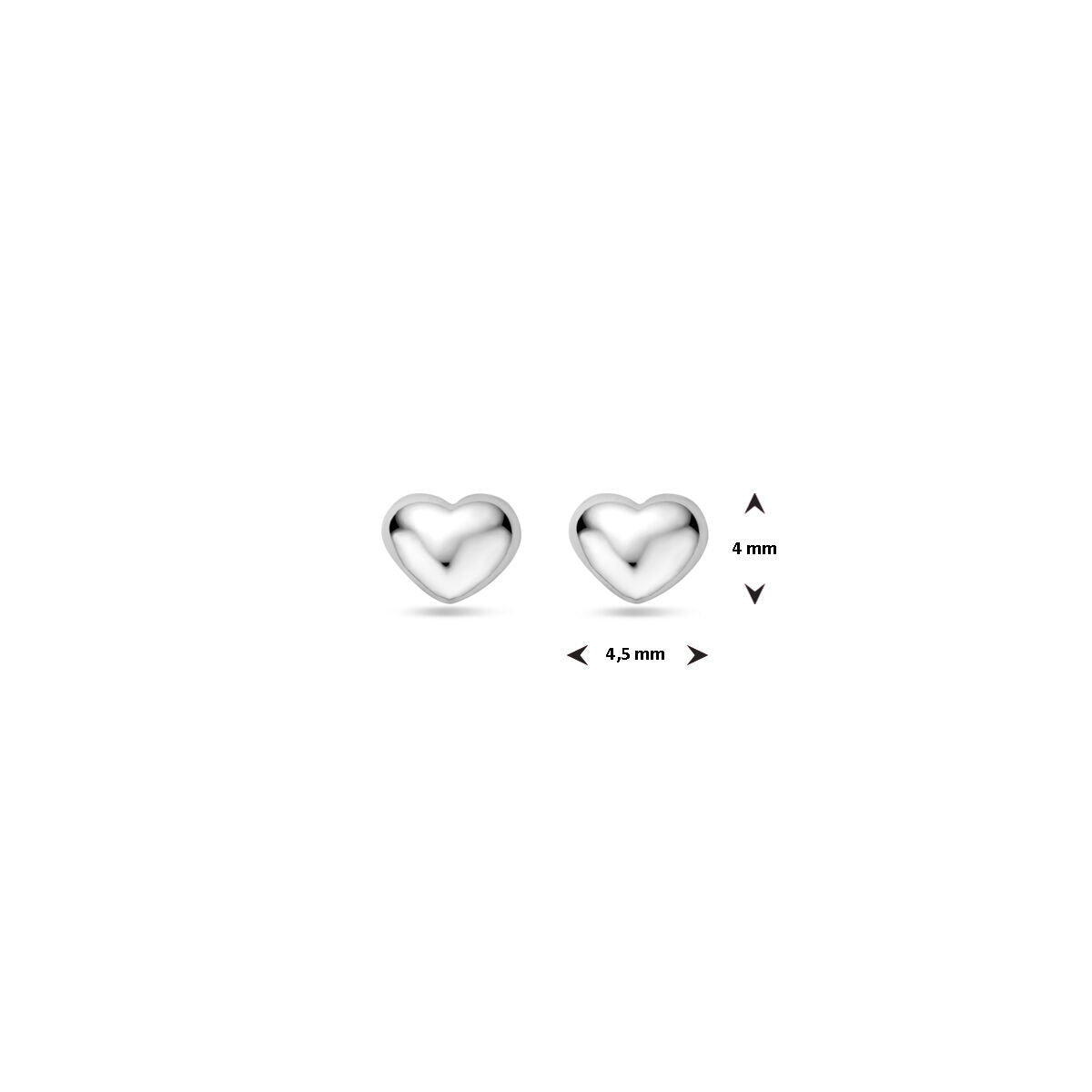 pendientes de botón corazón 3,5 mm plata rodiado