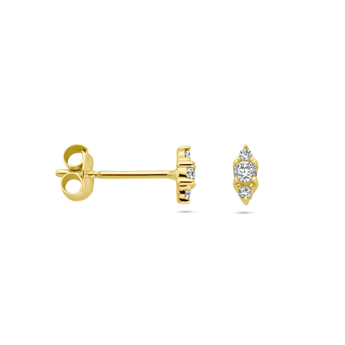 pendientes de botón de zircón oro amarillo 14K