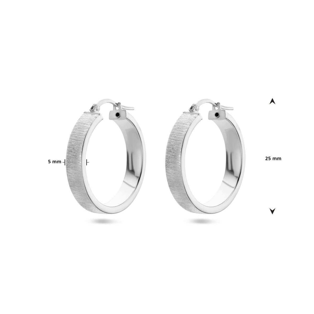 aros poli/mate de plata rodiado