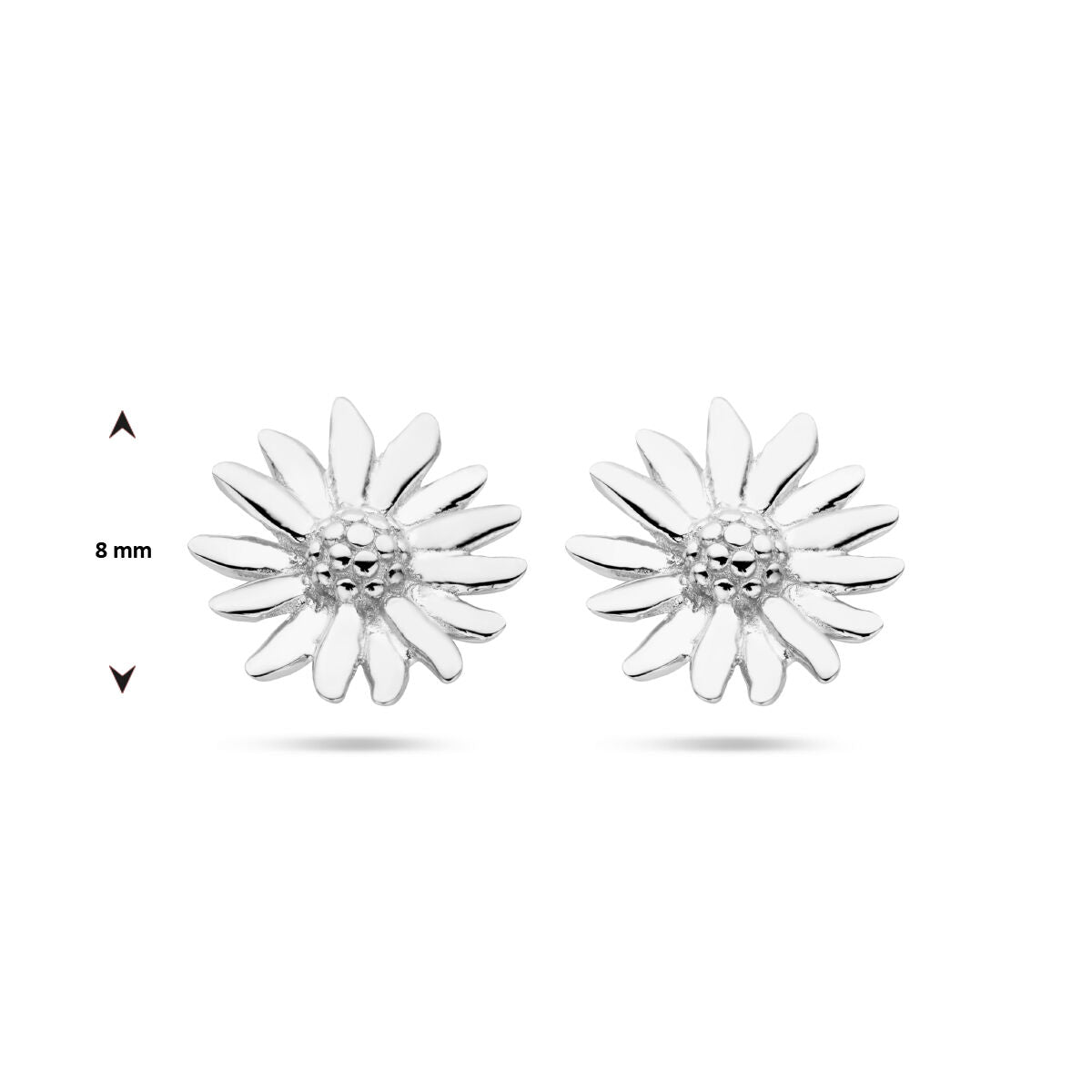 pendientes de botón margarita plata rodiada