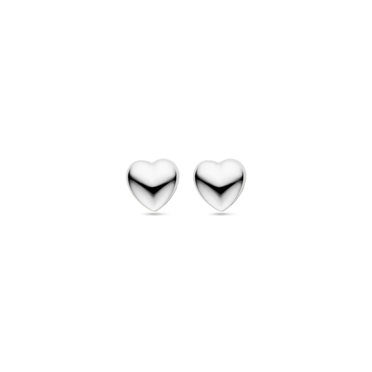 Pendientes de corazón de 11 mm en plata rodiada.