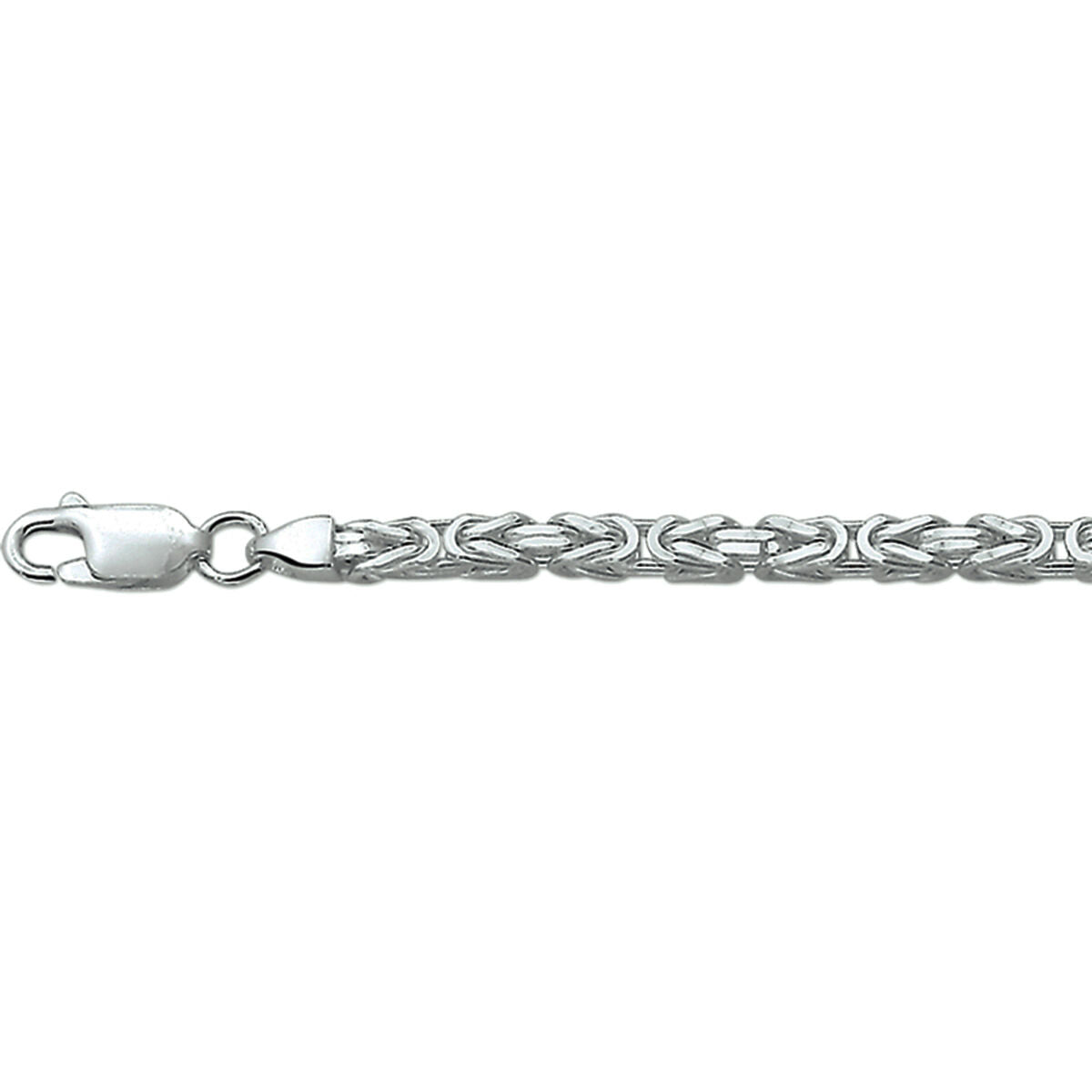Cadena bizantina de 3,0 mm en plata rodiada con cierre de langosta.