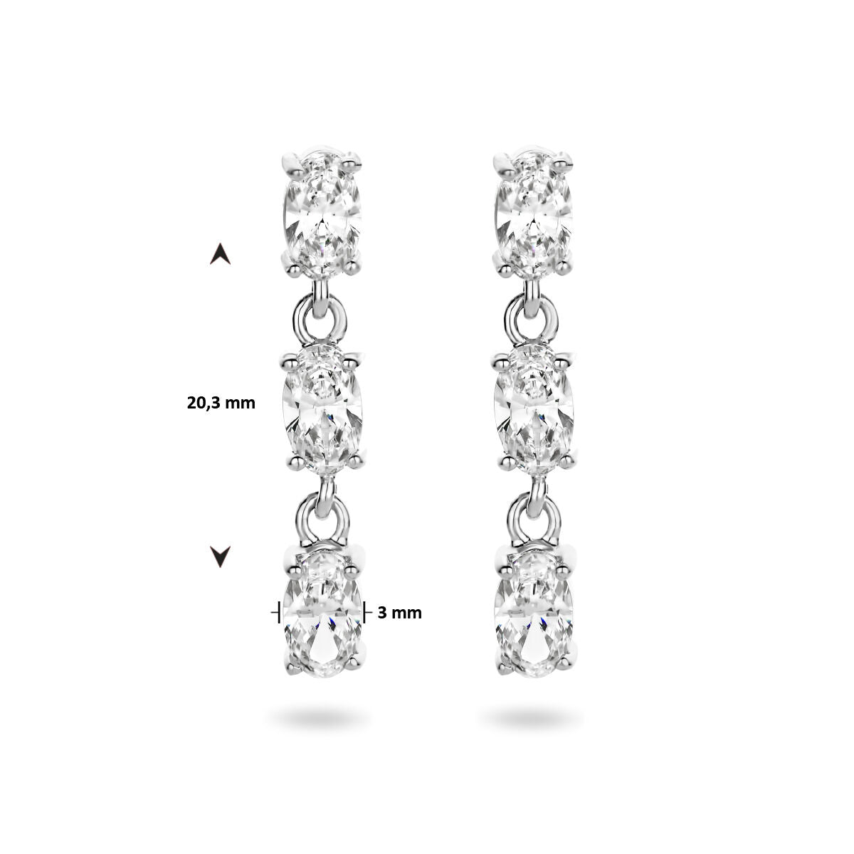 pendientes de zircón plata rodiado
