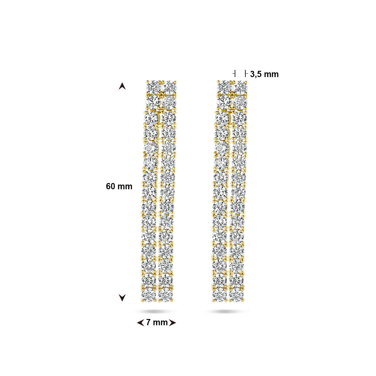 pendientes de zircón plata chapado en oro amarillo