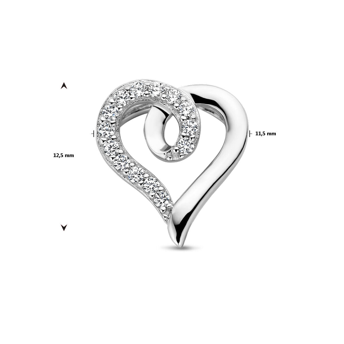 colgante corazón y circonitas plata rodiada