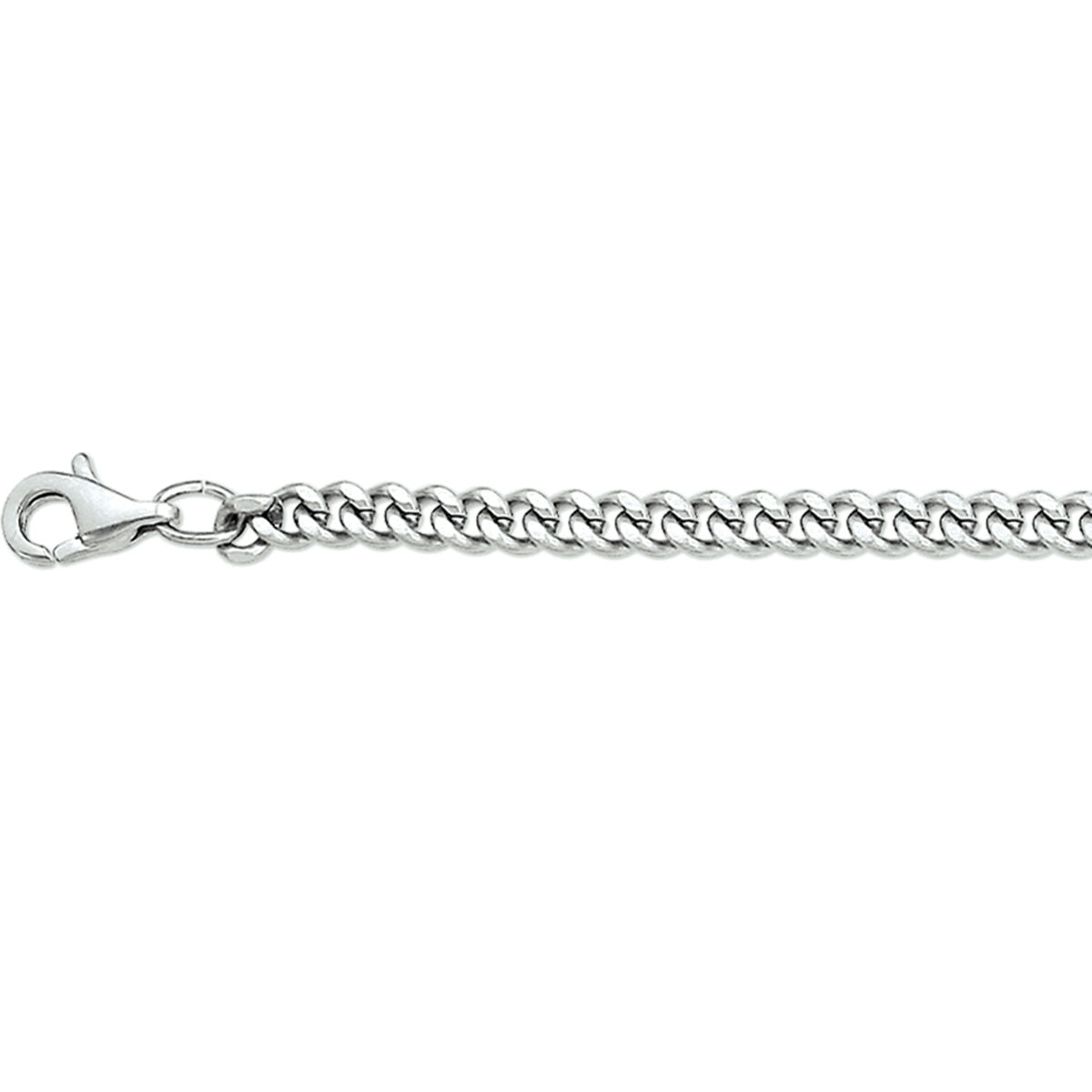 Collar de gourmette pulido de 4,3 mm en acero inoxidable con cierre de langosta.