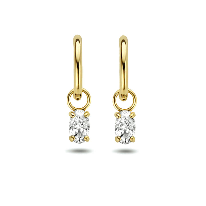 klapoorringen zirkonia 14K geelgoud