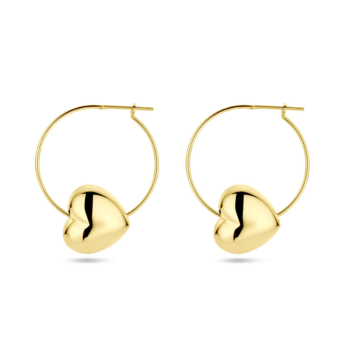 aros corazón 1 micrón plata chapado en oro amarillo
