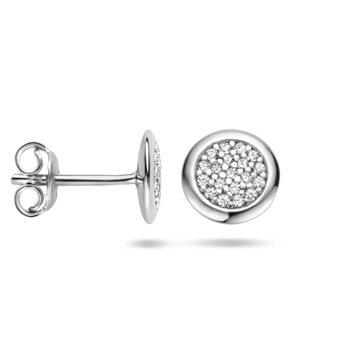 pendientes de botón circonita plata rodiado