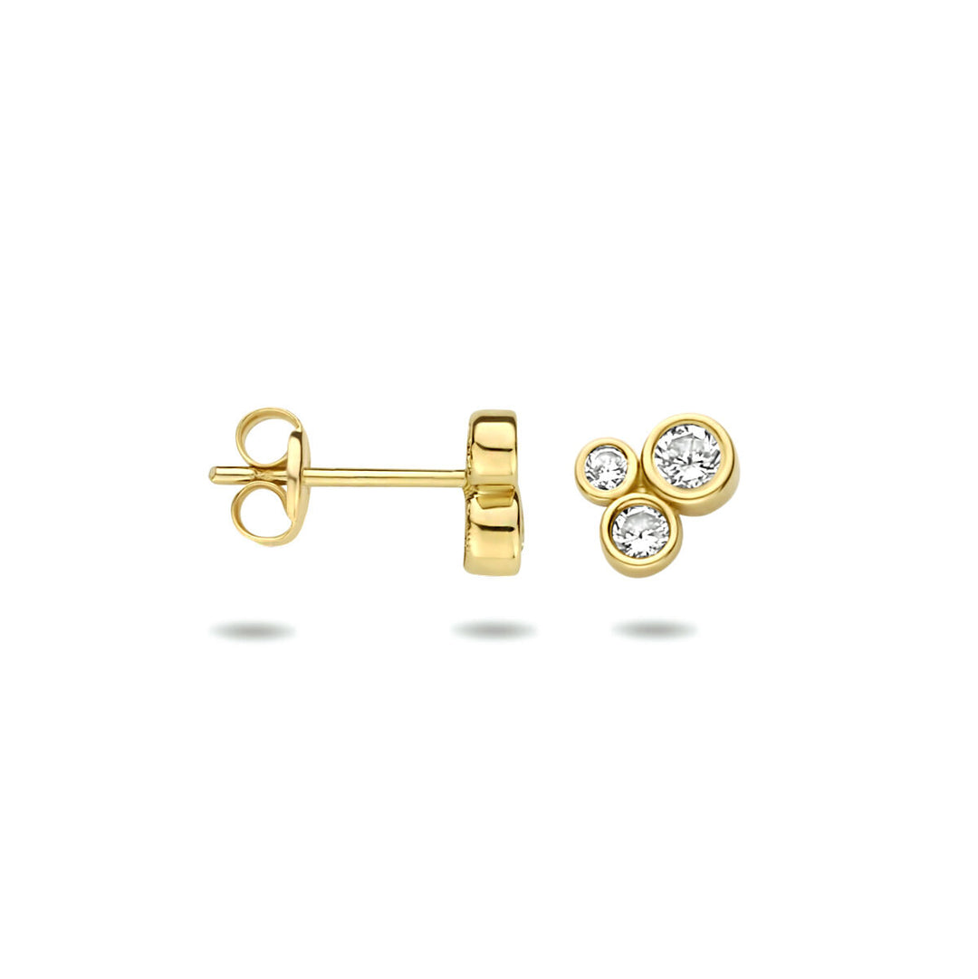 oorknoppen zirkonia 14K geelgoud