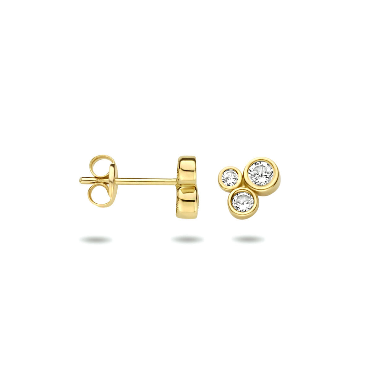 pendientes de botón zirconia 14K oro amarillo